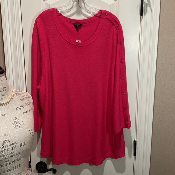 TALBOTS PLUS, 2X, Classy & Gorgeous, Long Sleeve Pullover Sweater Top, Pink, NWT - Picture 4 of 14
